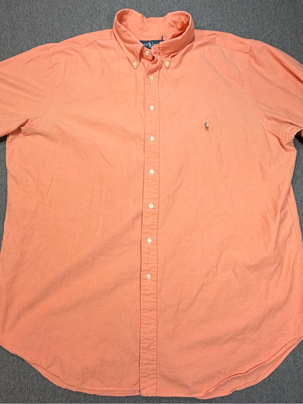 Ralph Lauren Classic Fit Men's 2XLT Button-Down Shirt - Coral Pink/Peach Pony